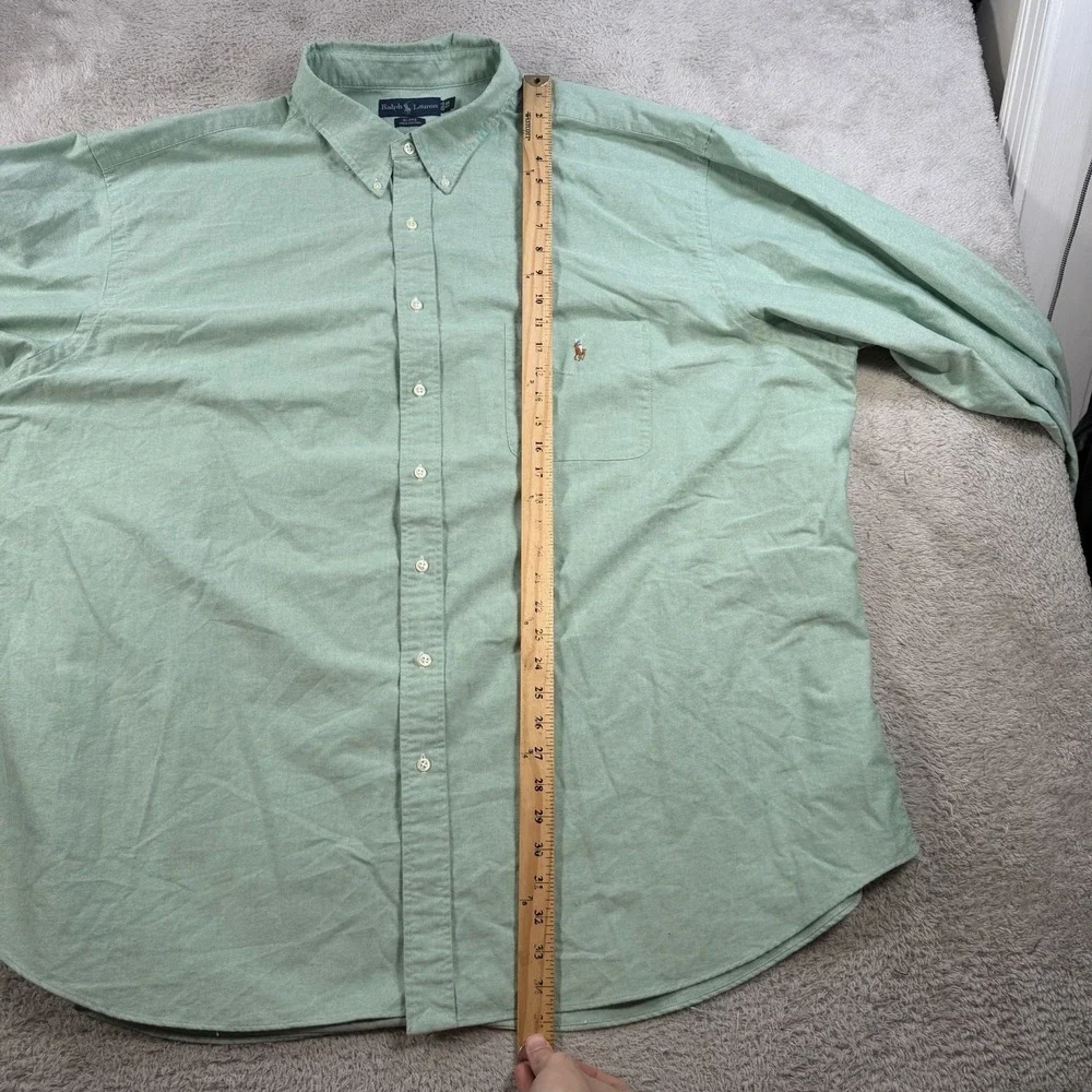 Polo Ralph Lauren Shirt Men 4XB Green Blake Long Sleeve Button Flesh Pony Pocket